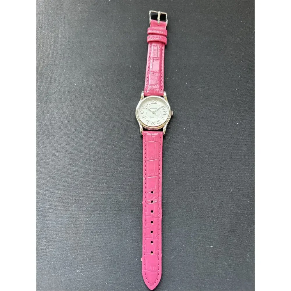 Gossip Silver Tone Pink Band Women’s Quartz Watch